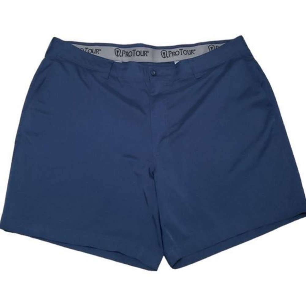 Protour Men's Flat Front Navy Shorts Size 40